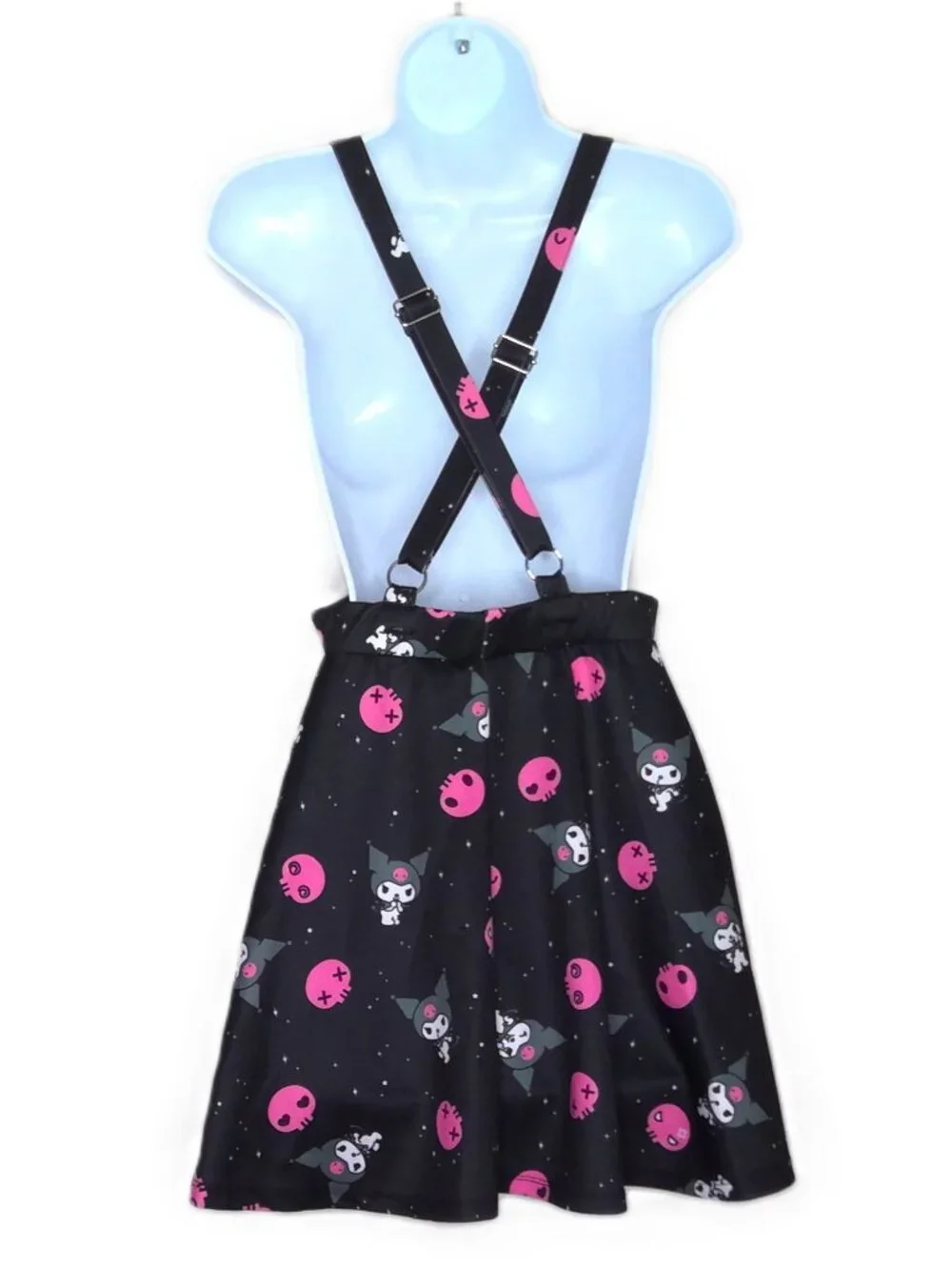 Hot Topic Sanrio Kuromi Suspender Skirt Black Pink & White Strappy Adjustable M